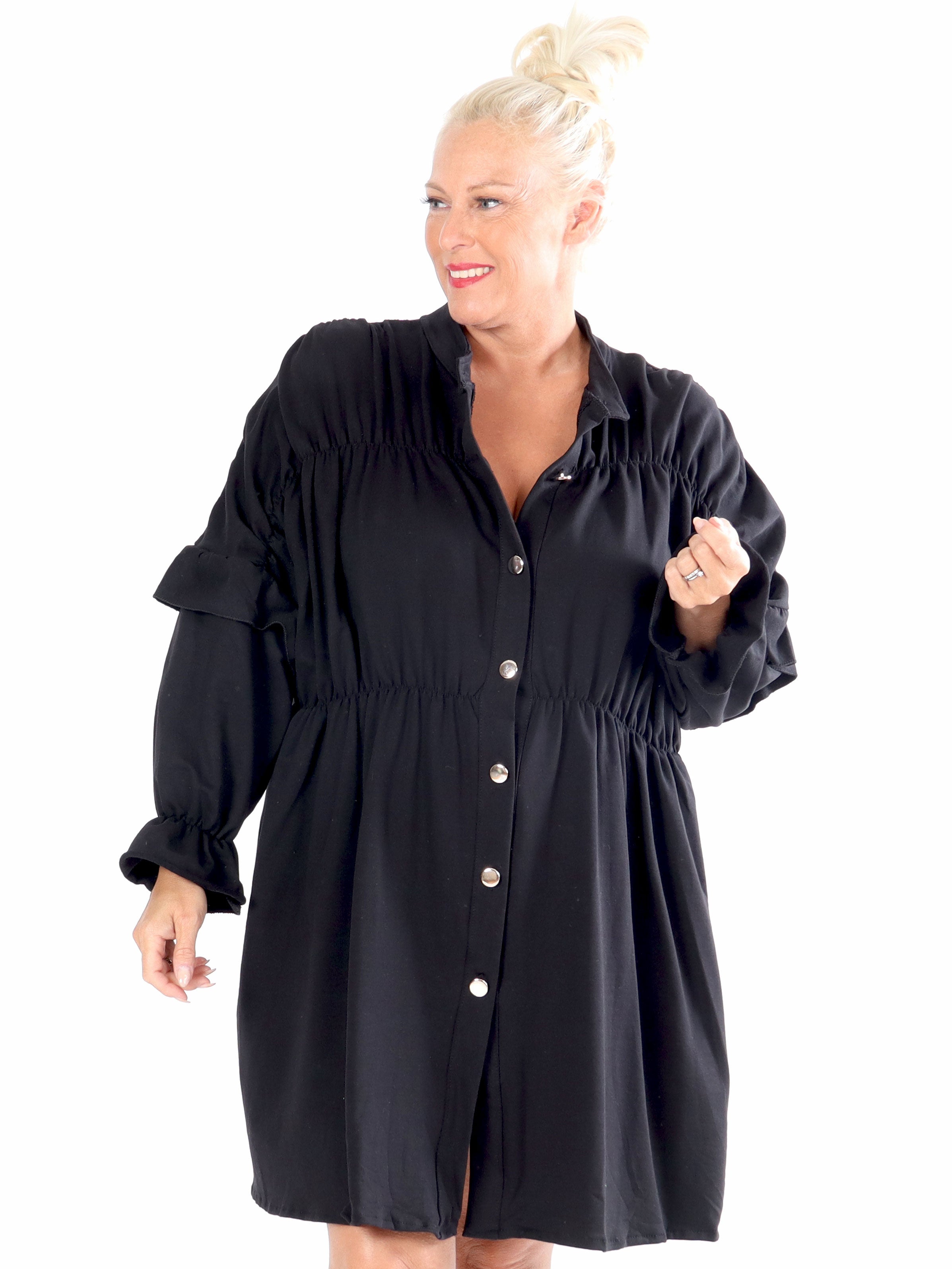 Monica Jersey - Plus size hverdags joggingkjole med flæser